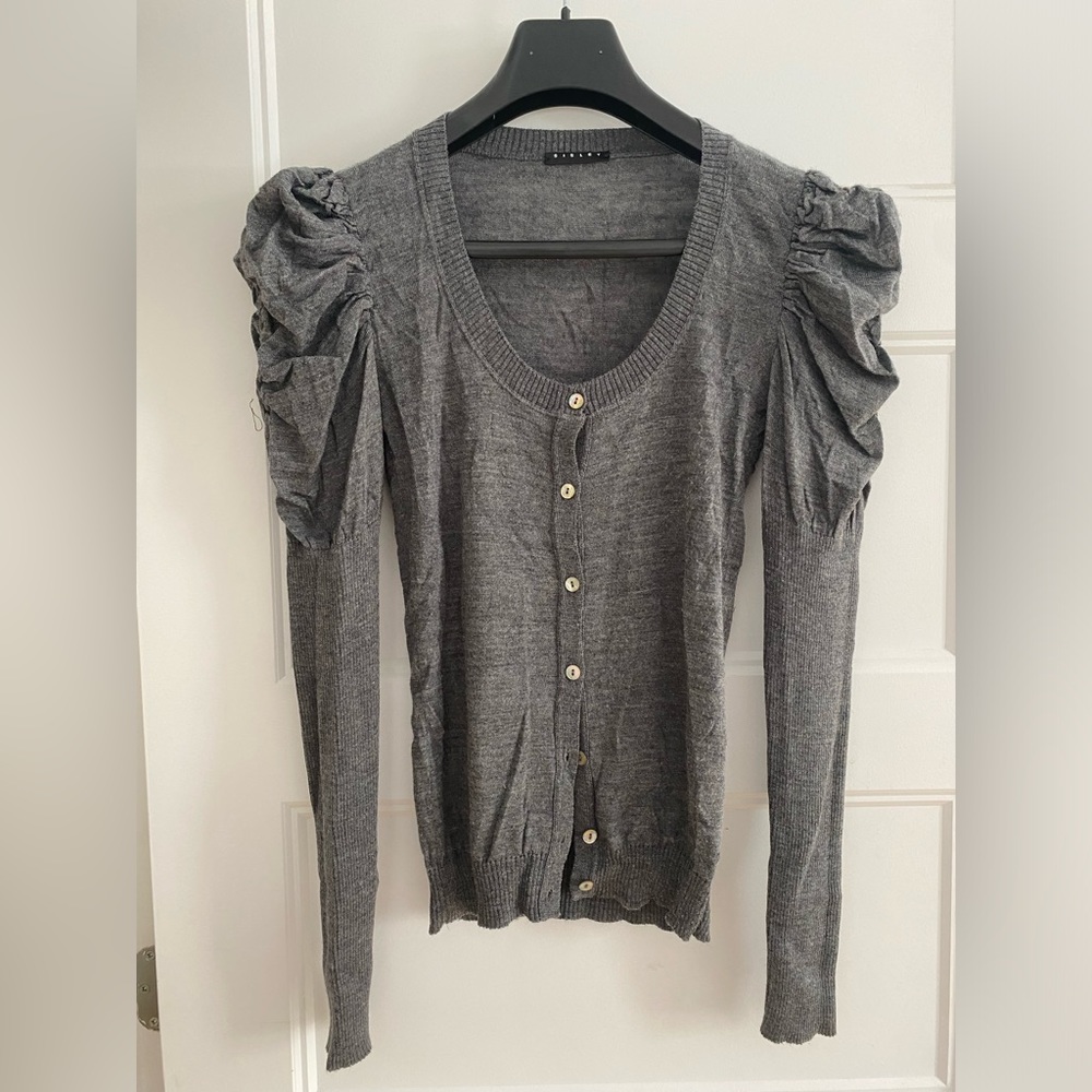 Sisley • Grey • puffy sleeves cardigan